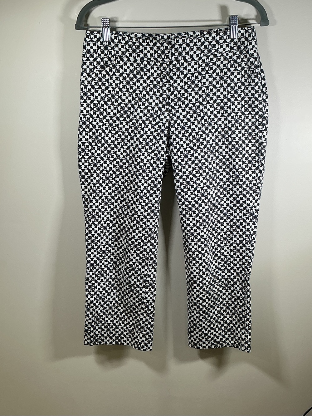 Laundry by Shelli Segal Black White Print Cropped Pants Women’s Size 6